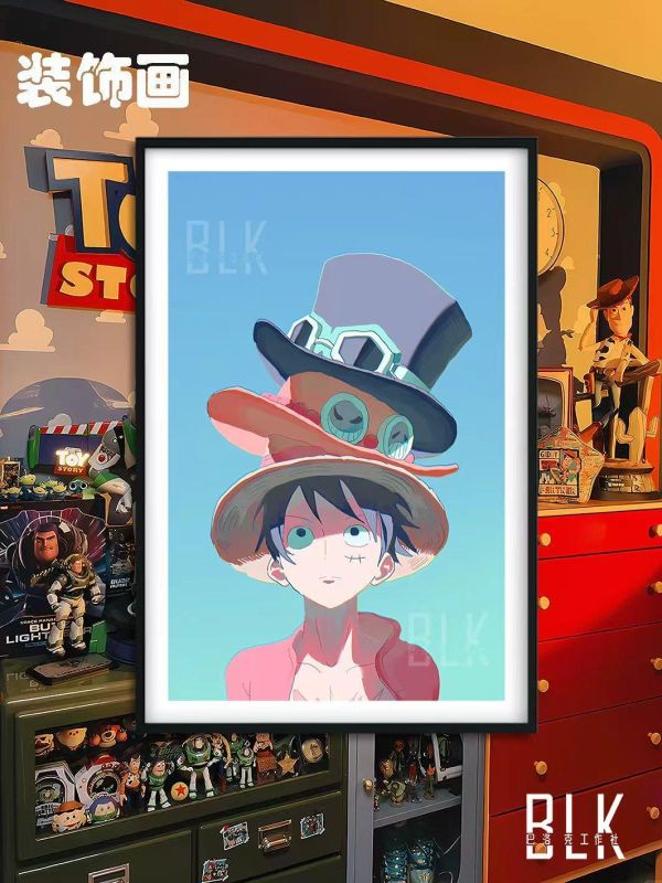 【海外代購】巴洛克 《帽子路飛》艾斯薩博羅傑燒燒果實Ace海賊王onepiece裝飾畫冰箱貼 