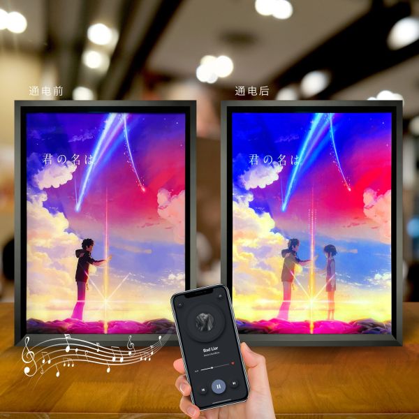 【海外代購】萌萌匠 你的名字 藍牙音箱 導光畫瀧三葉擺台裝飾 