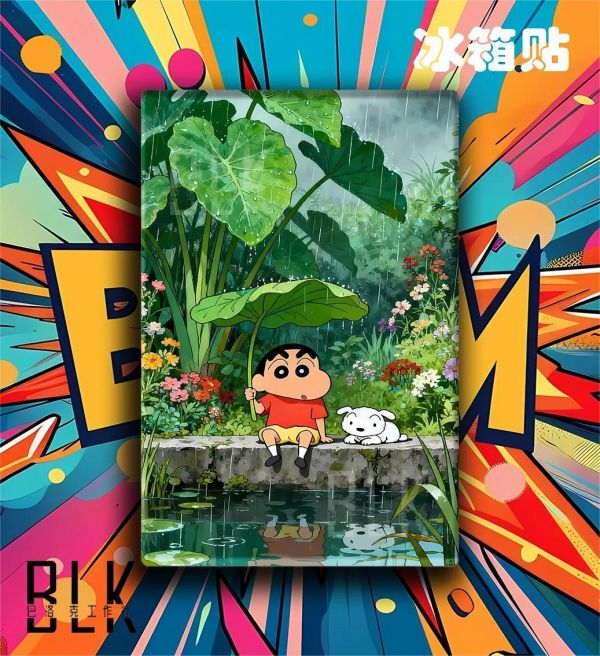 【海外代購】巴洛克 《撐傘小新》蠟筆小新裝飾畫冰箱貼 