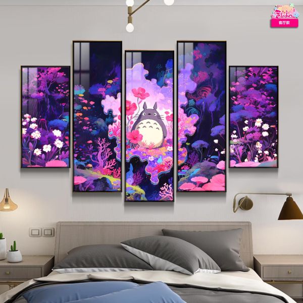 【海外代購】阿喵畫社 宮崎駿 花海 龍貓 新品異形套組裝飾畫 床頭地墊 發光滑鼠墊 