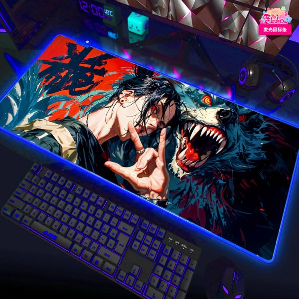 【海外代購】阿喵畫社 鏈鋸人 惡魔獵人 早川秋 8k主題高清裝飾畫 發光滑鼠墊 書桌墊 吸水毛巾 床頭地墊 冰箱貼 