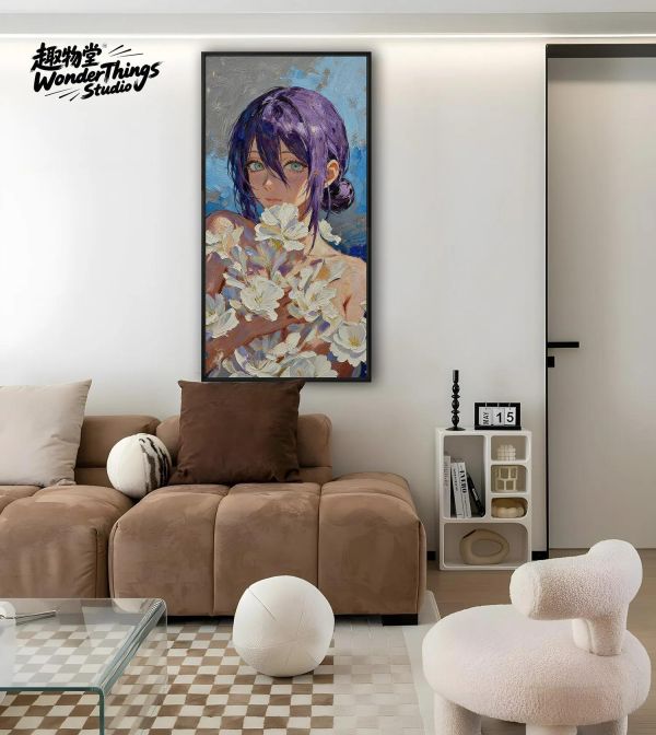【海外代購】趣物堂 《油畫百合蕾塞》電鋸人肌理油畫復古風格裝飾畫 