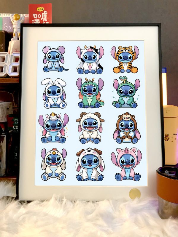 【海外代購】星空 《十二生肖史迪仔》史迪奇星際寶貝Stitch史迪奇布吉布動漫裝飾畫 