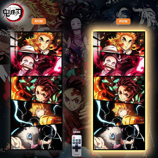 【海外代購】阿喵畫社 鬼滅之刃超長發光燈帶裝飾畫 