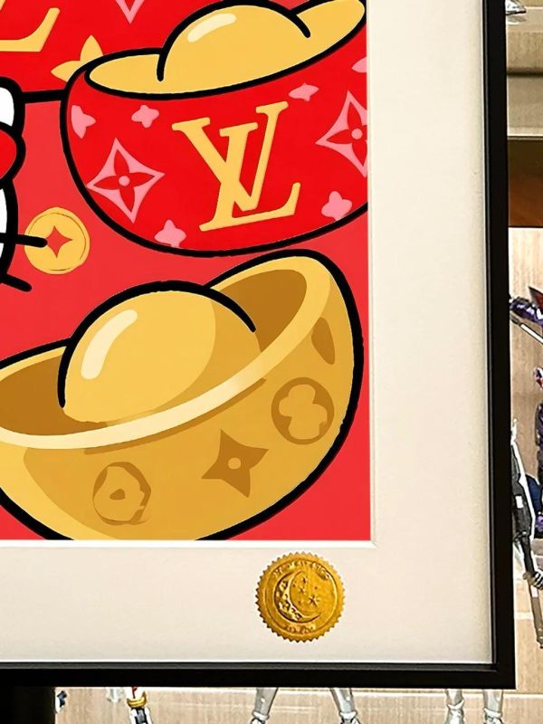 【海外代購】星空《發財kitty》凱蒂貓堤提貓吉蒂貓三麗鷗裝飾畫 