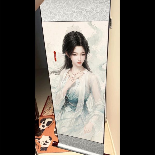 【海外代購】阿喵畫社 國色天香 宋玉仙子 國風捲軸錦緞高清精裱畫 