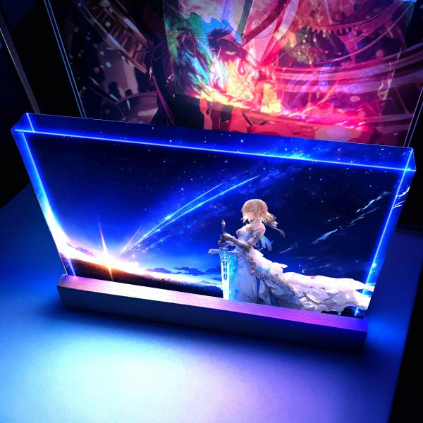【海外代購】阿喵畫社 星辰 葬劍saber吾王 23cm大號特效發光手辦架展示磚 