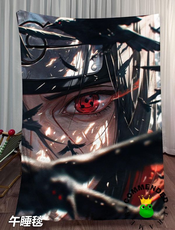 【海外代購】皇呱 《寫輪眼鼬》 火影忍者宇智波鼬三勾玉寫輪眼周邊裝飾畫 午睡毯 地毯 
