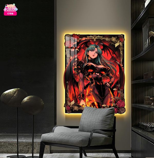 【海外代購】阿喵畫社 破敗薔薇 莫莉卡 超大常亮氛圍裝飾燈帶畫 