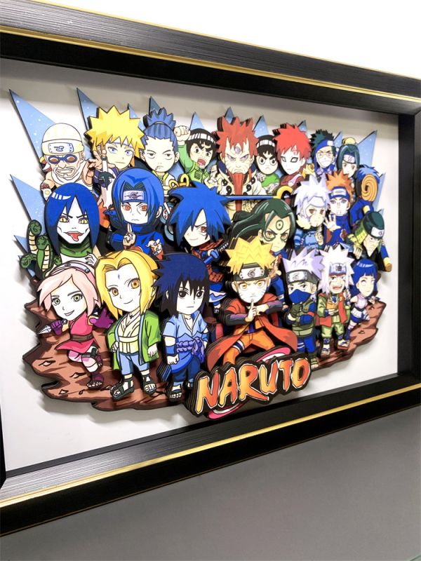 【海外代購】萌萌匠 q版歷代鳴人佐助 全家福裝飾立體畫01 