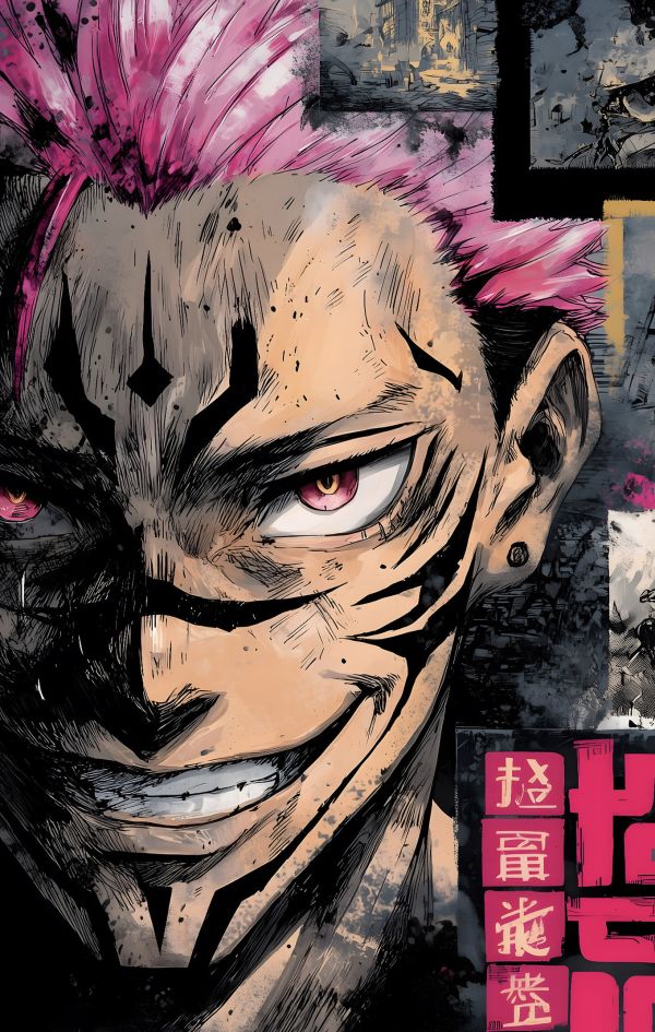 【海外代購】H2 《海報宿儺》咒術回戰兩面宿儺虎杖悠仁五條悟動漫二次元裝飾畫 