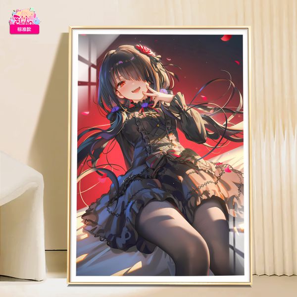 【海外代購】阿喵畫社 比耶 黑玫瑰時崎狂三 8k主題高清裝飾畫 午睡毛毯 牆面掛毯 床頭地墊 冰箱貼