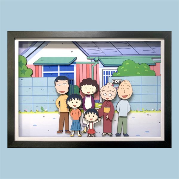 【海外代購】 萌萌匠 櫻桃小丸子 餐桌全家福 站立全家福 立體畫01 