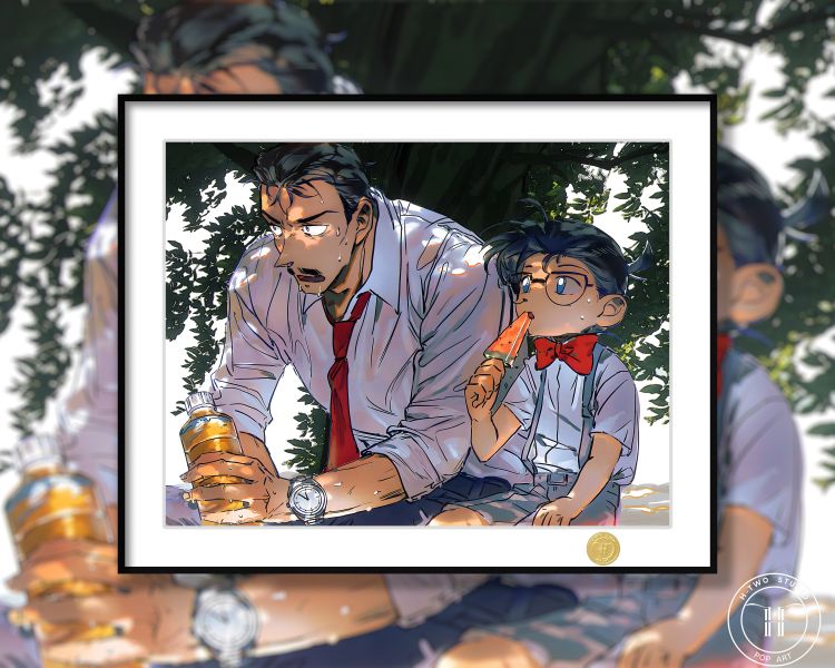 【海外代購】H2 《夏日二人組》名偵探柯南毛利小五郎柯南動畫二次元裝飾畫 