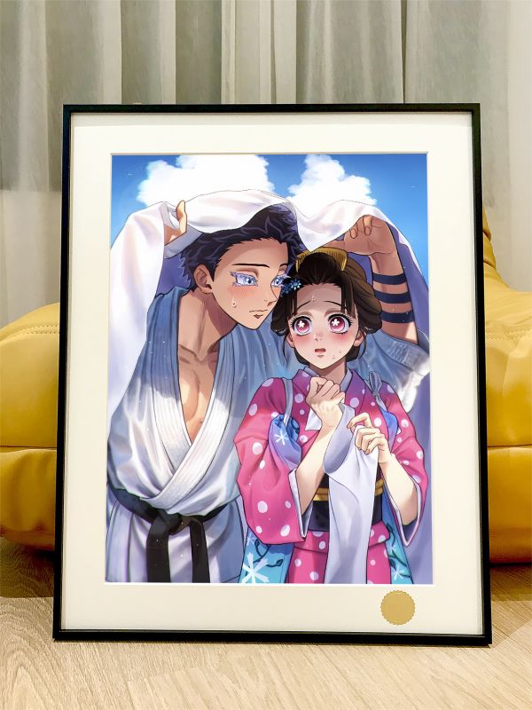 【海外代購】星空 《遮陽狛戀》Hakuji狛治戀雪鬼滅之刃無限城篇猗窩座Akaza動漫裝飾畫 