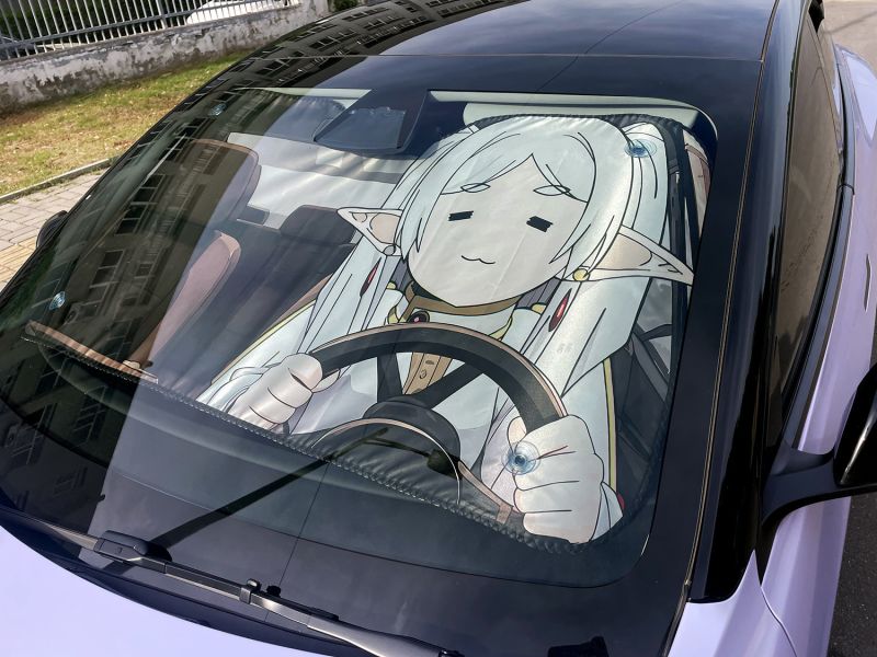 【海外代購】千鳥社 《汽車前擋遮陽—芙莉蓮》葬送的芙莉蓮Frieren精靈表情包二次元汽車遮陽防曬 