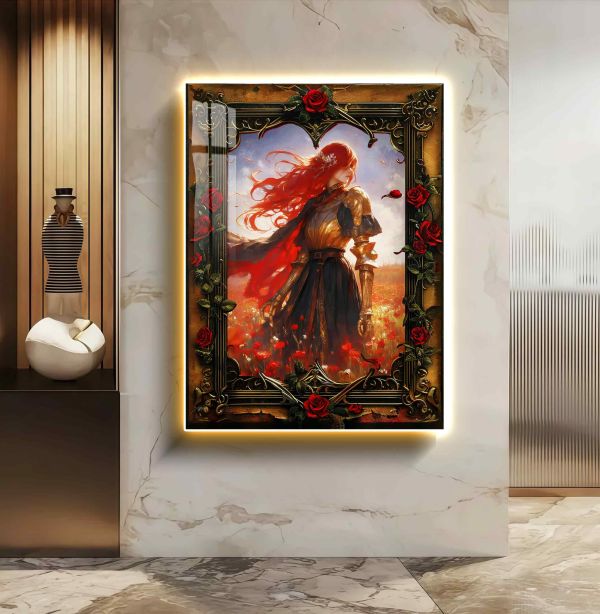 【海外代購】阿喵畫社 破敗薔薇 女武神 超大常亮氛圍裝飾燈帶畫 