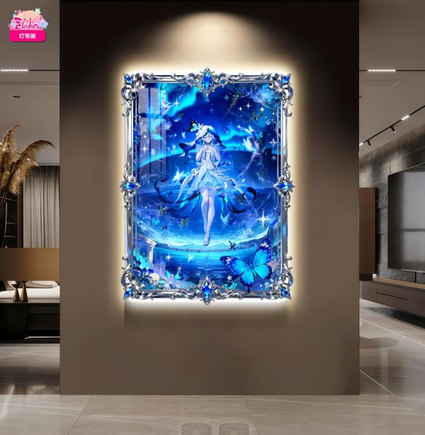 【海外代購】阿喵畫社 晚安蝴蝶 守岸人 超大常亮氛圍裝飾燈帶畫 