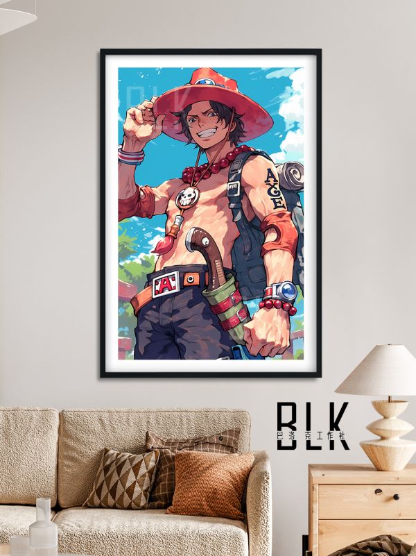 【海外代購】巴洛克《陽光艾斯》燒燒果實Ace海賊王裝飾畫 