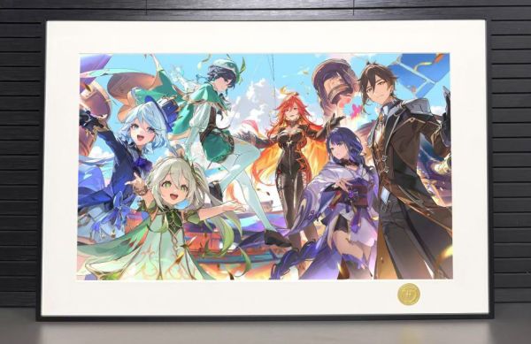 【海外代購】H2 《六神》原神雷電將軍溫迪芙寧娜鍾離納西妲瑪薇卡裝飾畫 