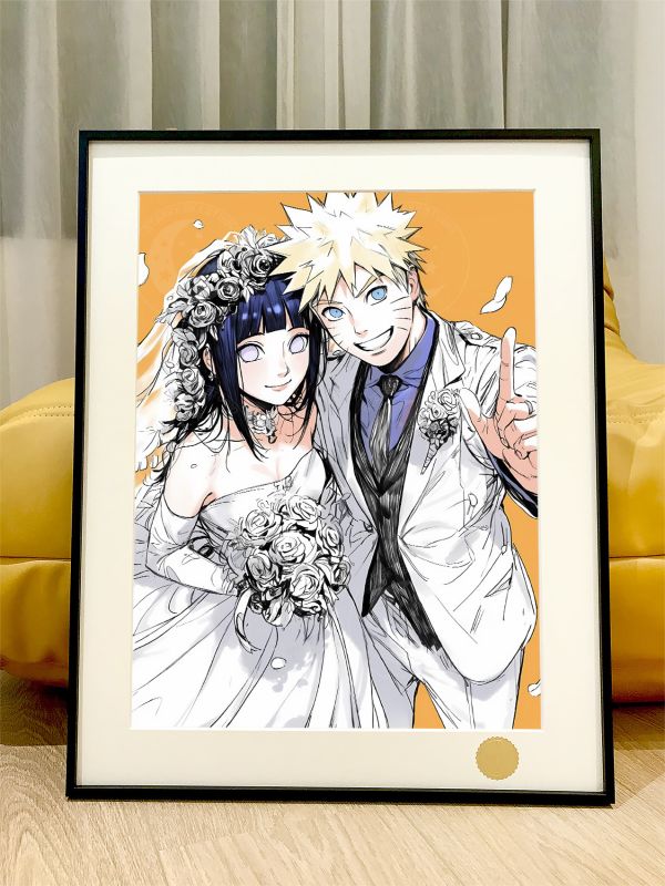 【海外代購】星空 《鳴雛婚禮》火影忍者漩渦鳴人雛田仙人九尾naruto裝飾畫 