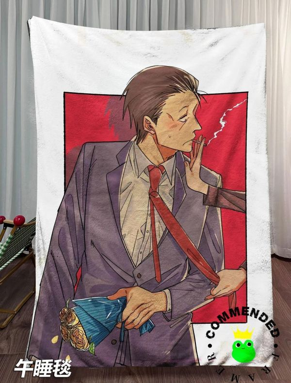 【海外代購】皇呱 《超市後門情侶》超市後門吸菸的二人裝飾畫 午睡毯 地毯 