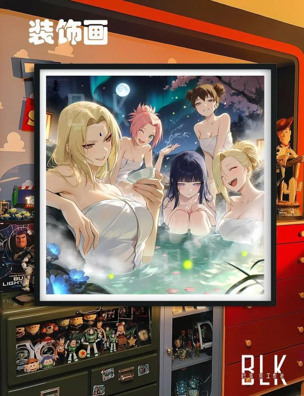 【海外代購】巴洛克 《溫泉火影女團》火影忍者裝飾畫冰箱貼 