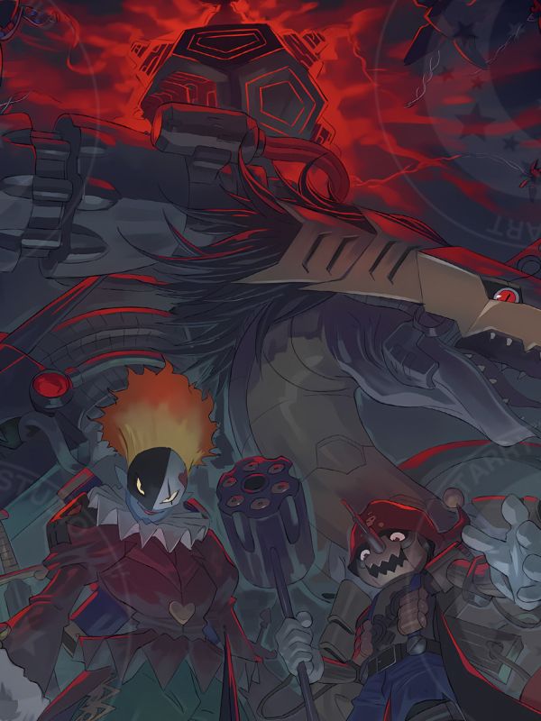 【海外代購】星空 《數碼反派》鋼鐵海龍獸暴龍獸數碼寶貝小丑皇吸血魔獸Digimon動漫裝飾畫 