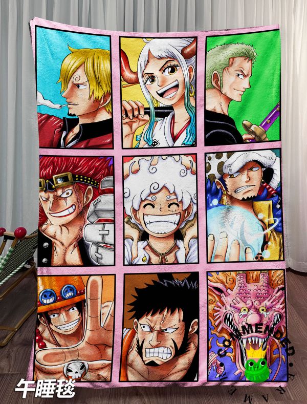 【海外代購】皇呱 《ONE PIECE九宮格》 海賊王主角團九宮格蒙奇·D·魯夫羅諾亞·佐羅娜美週邊裝飾畫 午睡毯 地毯 
