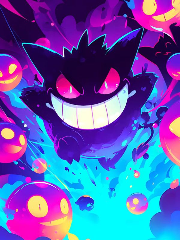 【海外代購】星空《百鬼夜行》寶可夢神奇寶貝耿鬼萬聖節裝飾畫 