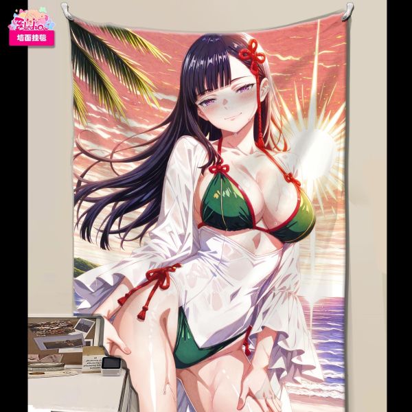 【海外代購】阿喵畫社 黃昏 泳裝山城戀 8k主題高清裝飾畫 午睡毛毯  牆面掛毯 床頭地墊  冰箱貼 