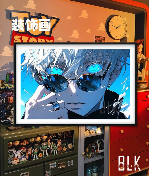 【海外代購】巴洛克 《墨鏡五條悟》咒術回戰Gojo咒術師虎杖悠仁夏油傑動漫裝飾畫冰箱貼 