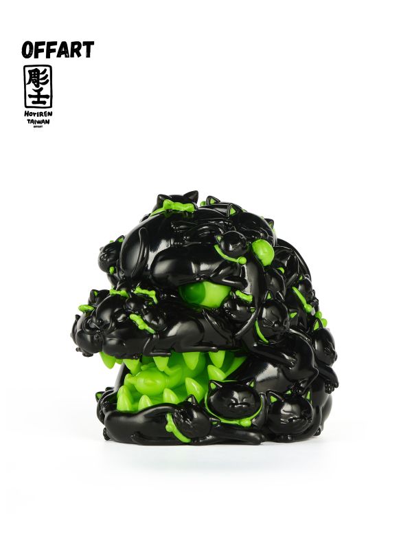 【預定】OFFART 阿壬 百貓紅蓮 Mini 迷你招財頭雕－墨翠曜夜 