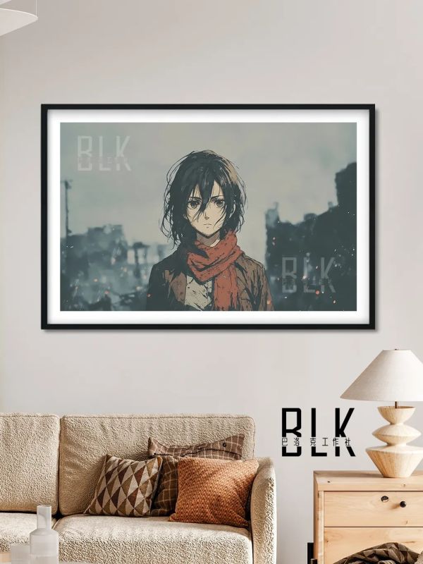 【海外代購】巴洛克《雨中三笠》進擊的巨人裝飾畫冰箱貼 