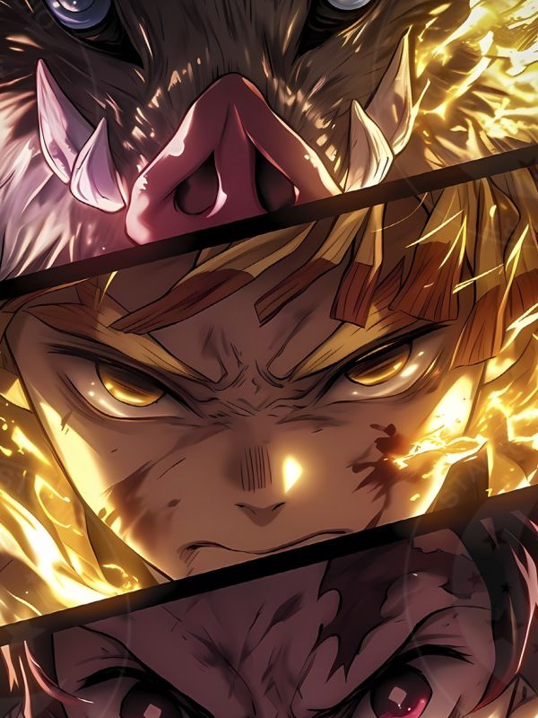 【海外代購】星空 《鬼滅四人組》炭治郎善逸彌豆子伊之助鬼滅之刃無限城篇猗窩座動漫裝飾畫 