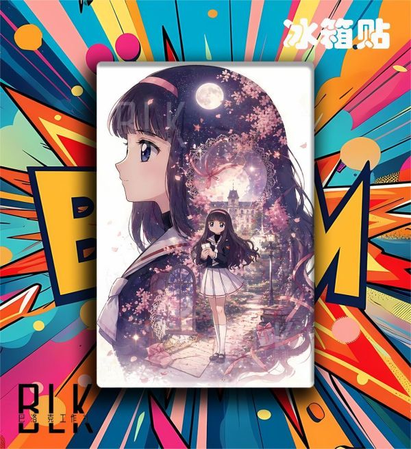 【海外代購】巴洛克 《知世剪影》百變小櫻小狼木之本櫻魔卡少女櫻庫洛牌動漫裝飾畫冰箱貼 