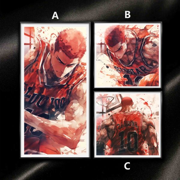 【海外代購】阿喵畫社 鐵血 櫻木花道 灌籃高手三宮格高清裝飾畫 