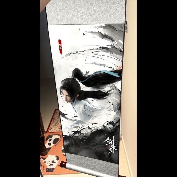 【海外代購】阿喵畫社 墨染 寧瑤 國風捲軸錦緞高清精裱畫 