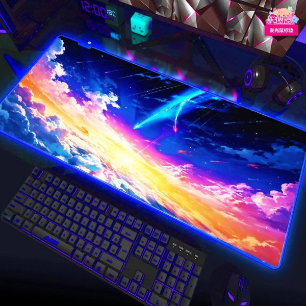 【海外代購】阿喵畫社 你的名字彗星墜落 新品12K超清異形套組裝飾畫 發光滑鼠墊 