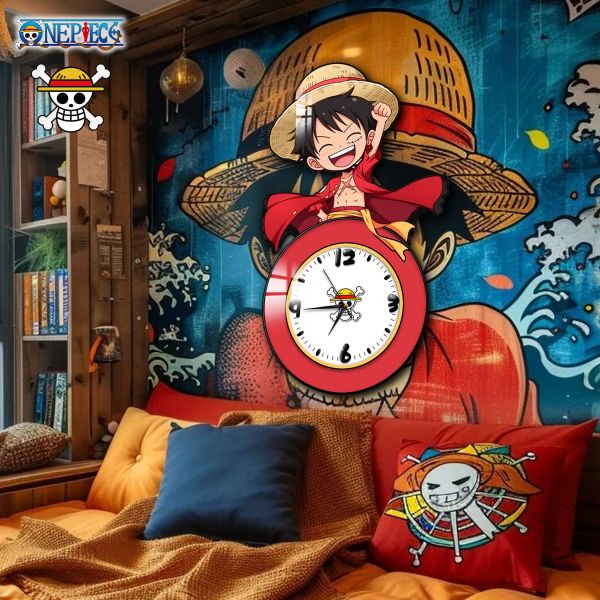 【海外代購】阿喵畫社 草帽魯夫鐘錶 