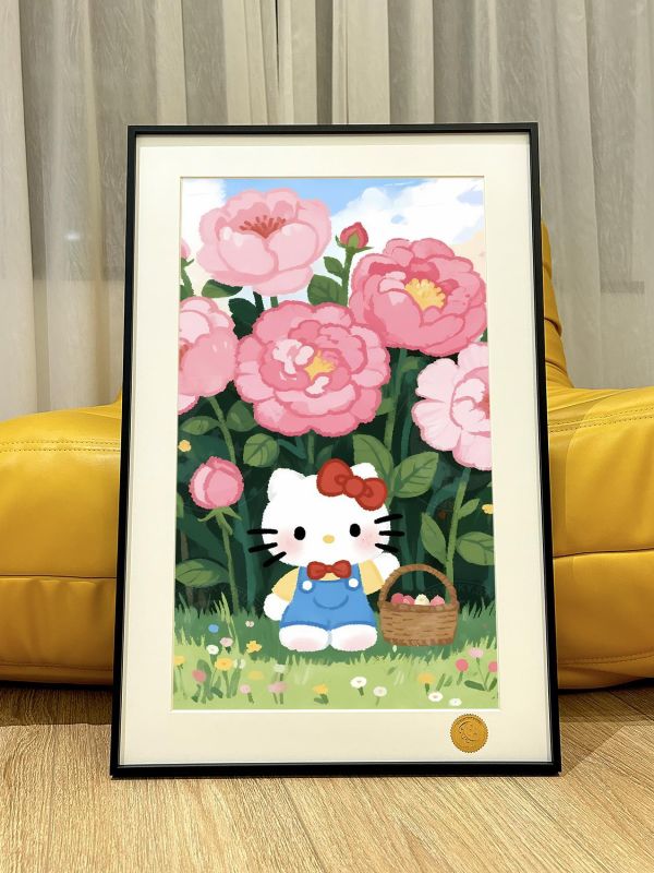 【海外代購】星空《花叢kitty》Hello Kitty凱蒂貓堤提貓吉蒂貓三麗鷗動漫裝飾畫 