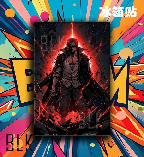 【海外代購】巴洛克《霸氣紅髮》薩博羅傑四皇海賊王裝飾畫冰箱貼 