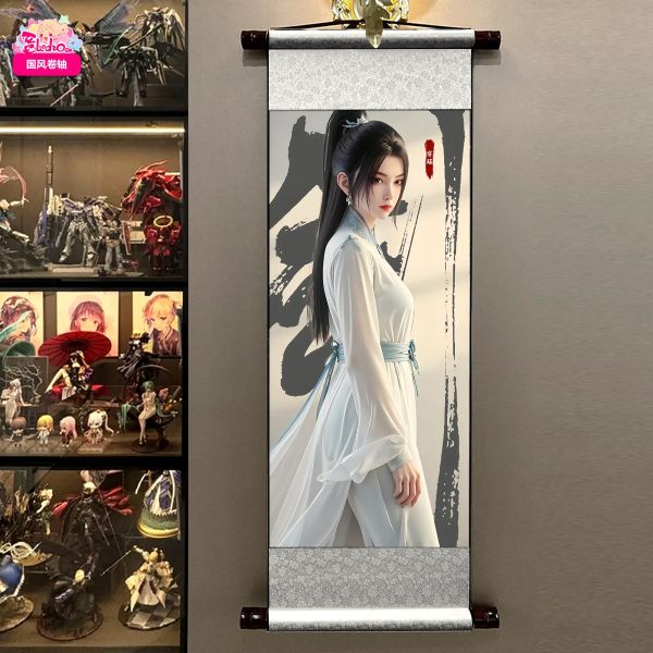【海外代購】阿喵畫社 劍來捲軸畫齊靜春寧瑤 國風捲軸錦緞高清精裱畫 