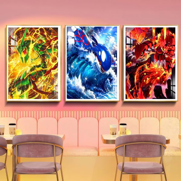 【海外代購】阿喵畫社 寶可夢豐緣地區的超古代三神獸三聯 新品12K主題高清裝飾畫 