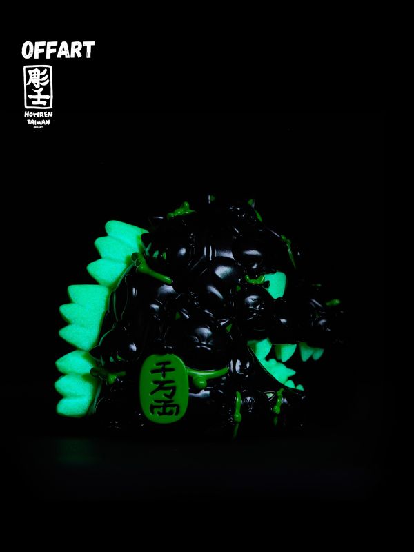 【預定】OFFART 阿壬 百貓紅蓮 Mini 迷你招財頭雕－墨翠曜夜 