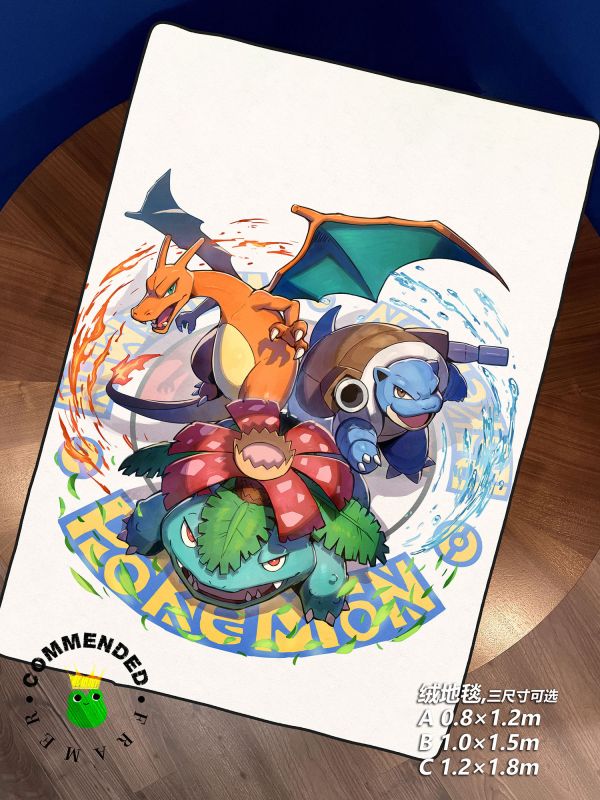 【海外代購】皇呱 《最初的夥伴》 精靈寶可夢最初的夥伴禦三家噴火龍水箭龜妙蛙花週邊裝飾畫 午睡毯  地毯 