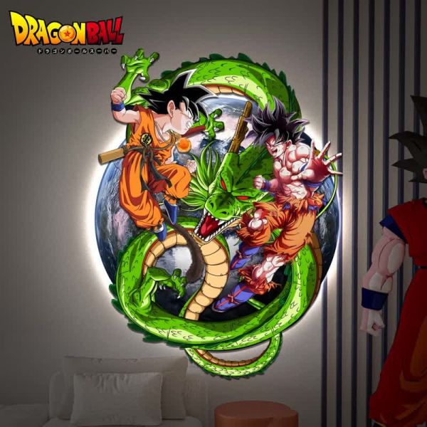 【海外代購】阿喵畫社 神龍 悟空 燈帶立體背景裝飾畫 