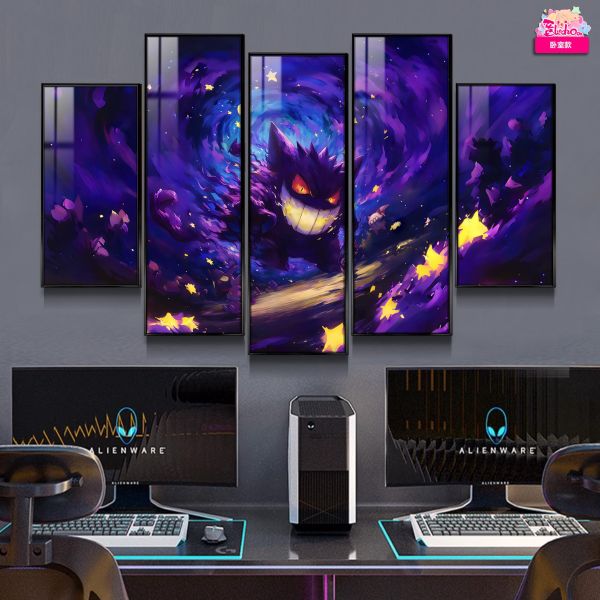 【海外代購】阿喵畫社 星空 耿鬼五幅套裝 新品異形套裝裝飾畫 發光滑鼠墊 床頭地墊 