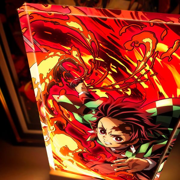 【海外代購】阿喵畫社 壹之型 圓舞炭治郎 鬼滅之刃大號特效發光手辦架展示磚 