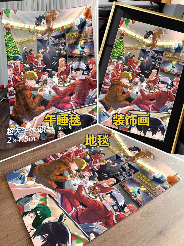 【海外代購】千鳥社 《咒語電鋸聖誕》咒術回戰鏈鋸人五條悟電次聖誕節睡毯地毯裝飾畫 